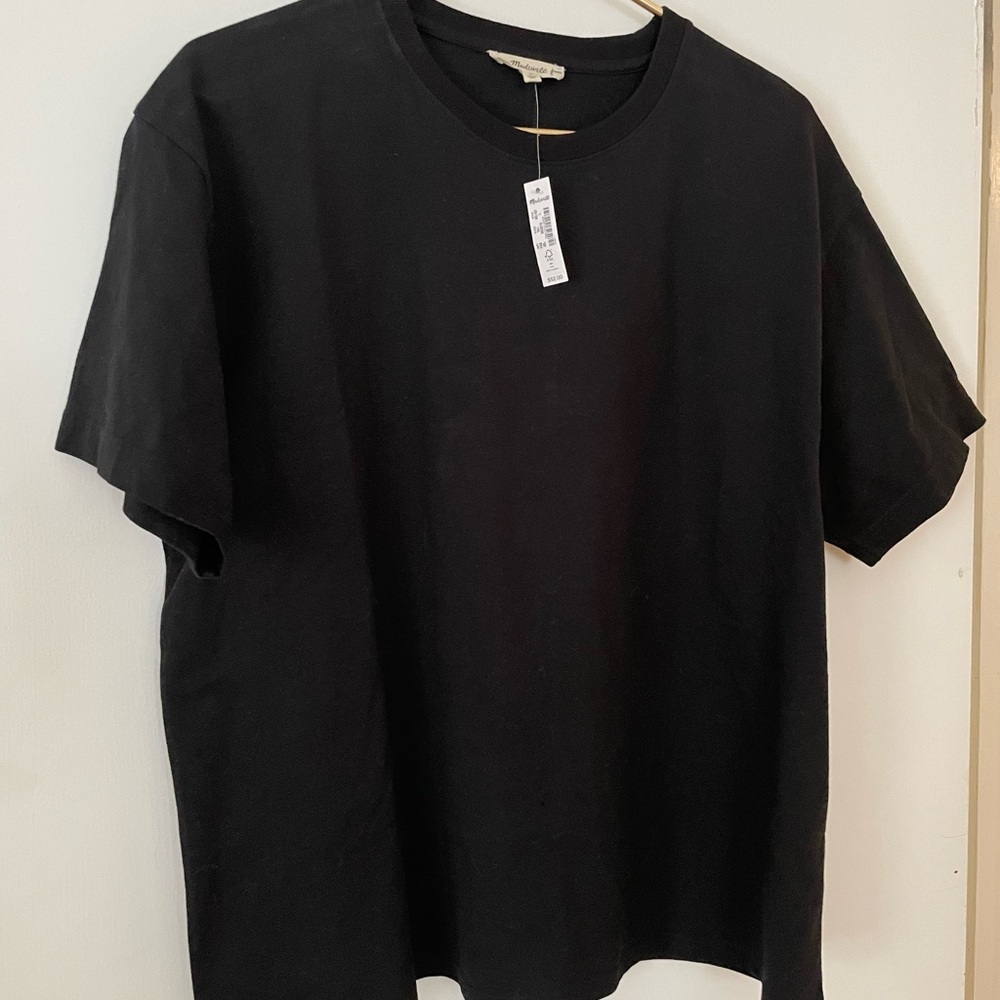 Madewell Cotton Relaxed Oversized Tee in Jett Black | size L